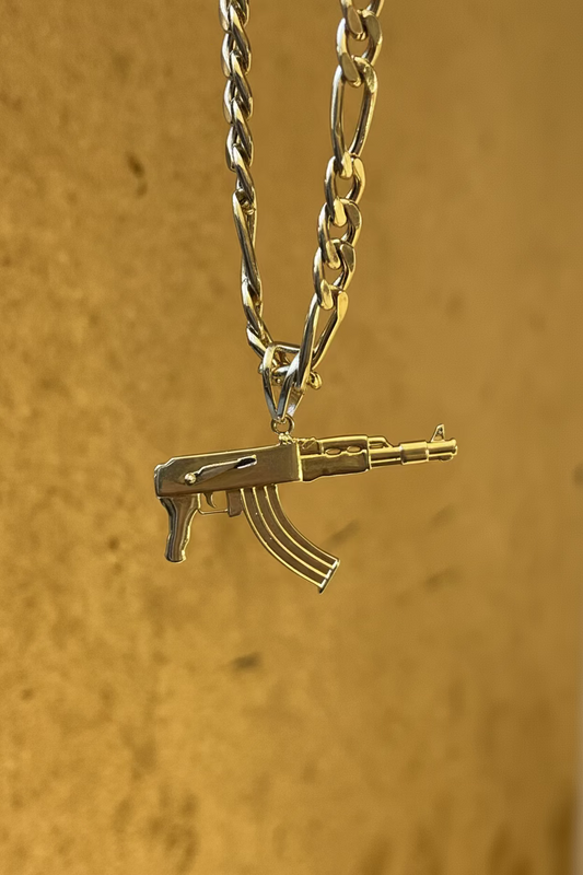 Gouden Figaro ketting met AK-47 geweer hanger